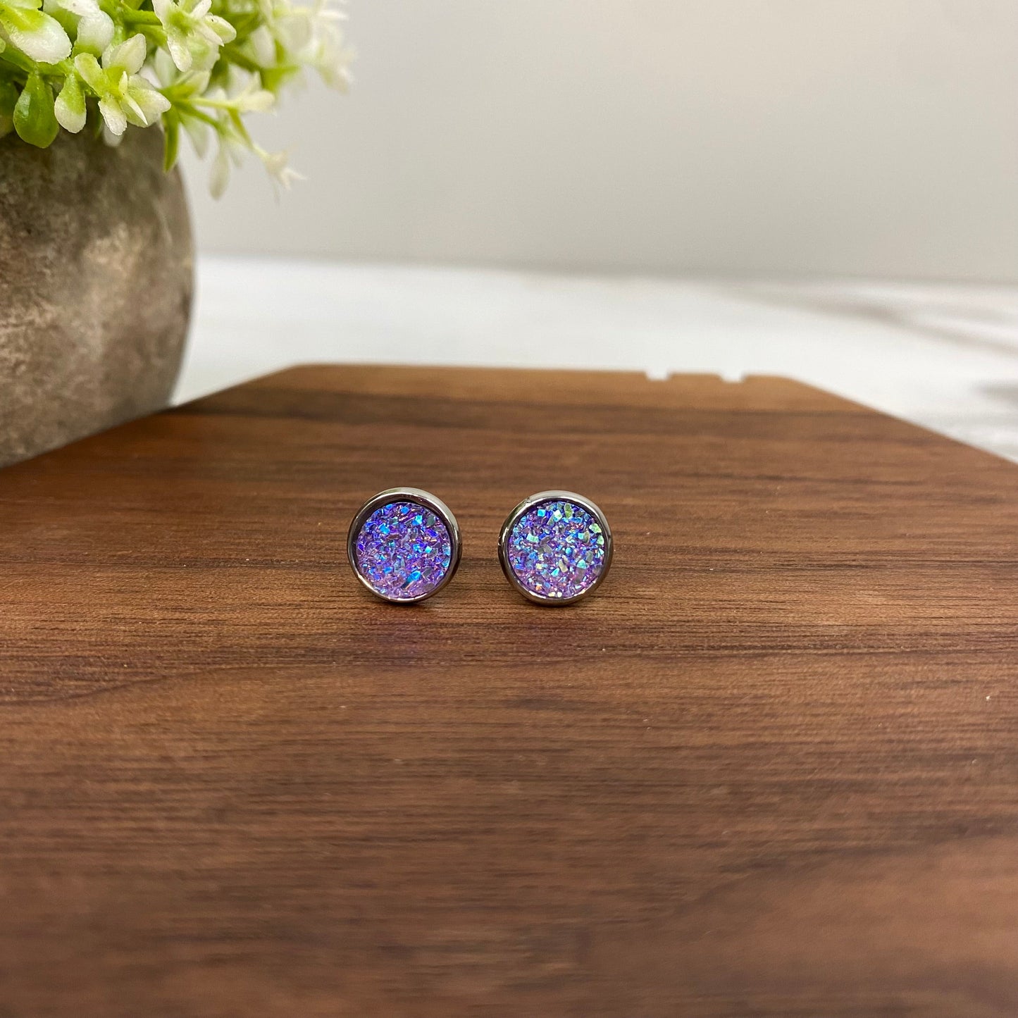 Druzy Stud Earrings - 8mm - #6