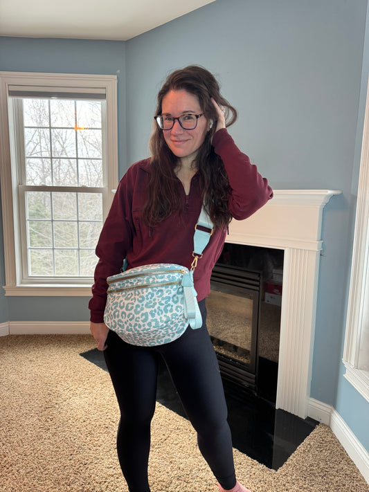 The Roni Nylon Crossbody - Animal Print Aqua
