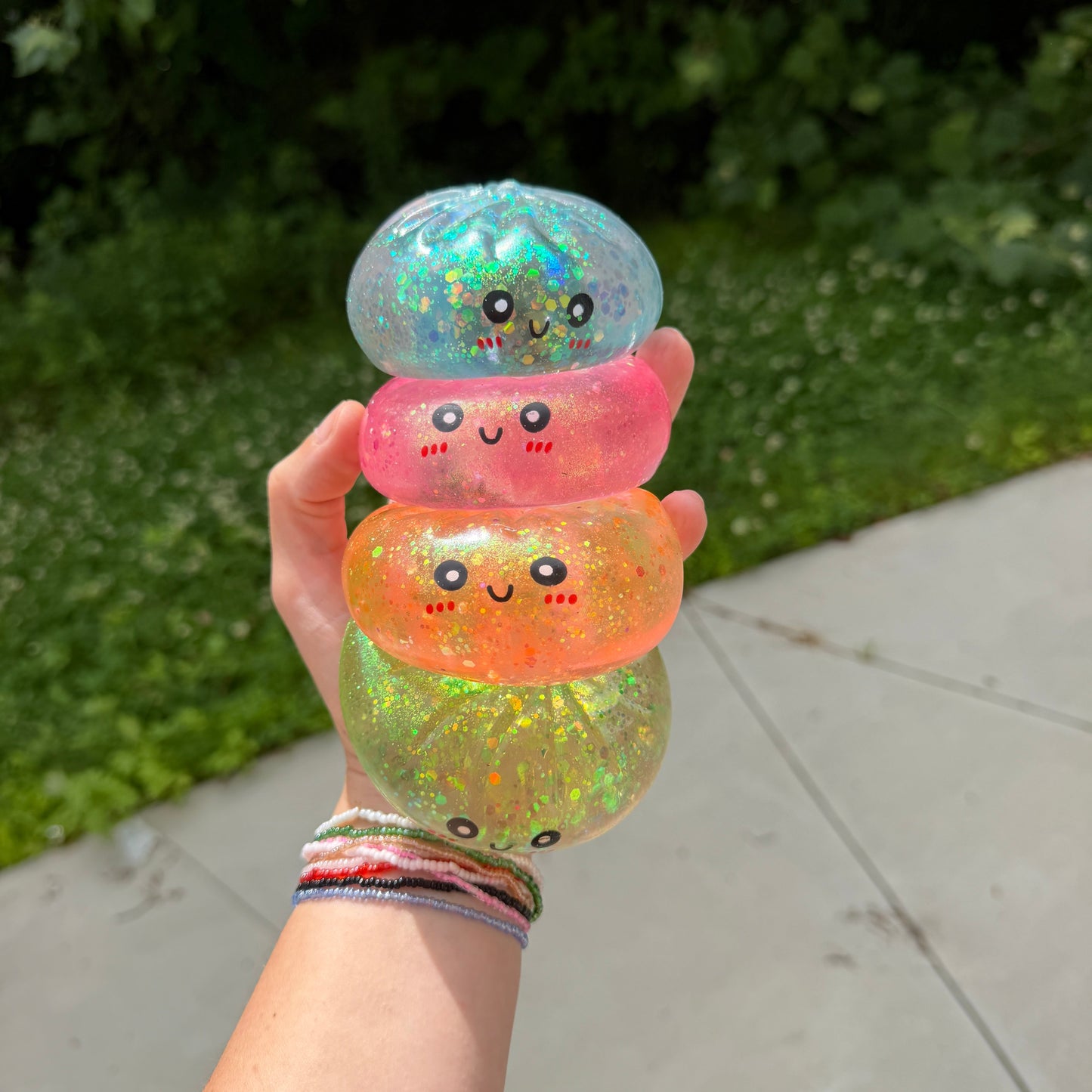 Squishy Toy - Viral Dumpling, Slow Rise Glitter #2 - Blue