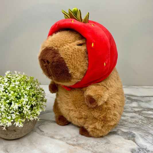 Plush Capybara Strawberry Toy