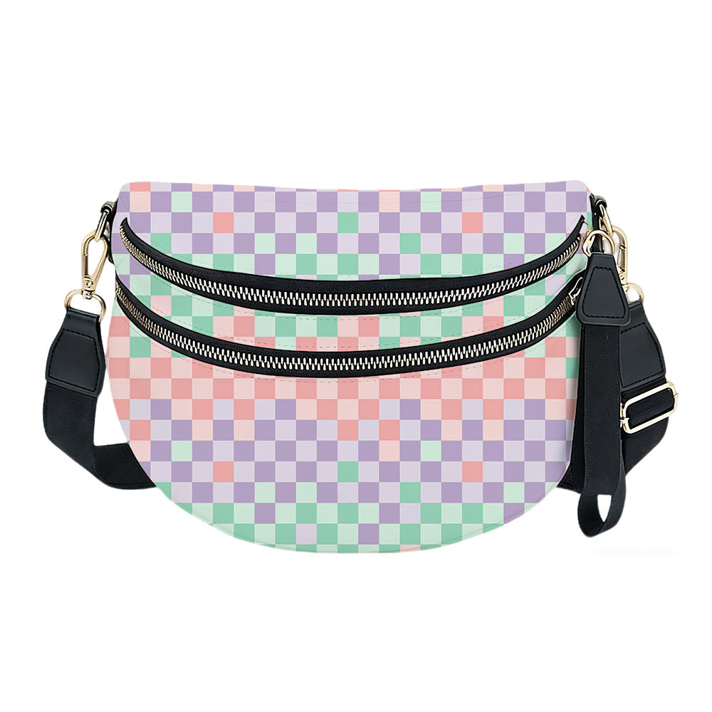 The Roni Nylon Crossbody - Checkered Creamsicle Mint Purple