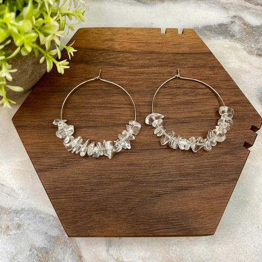 Silver Hoop Earrings - Stone #3