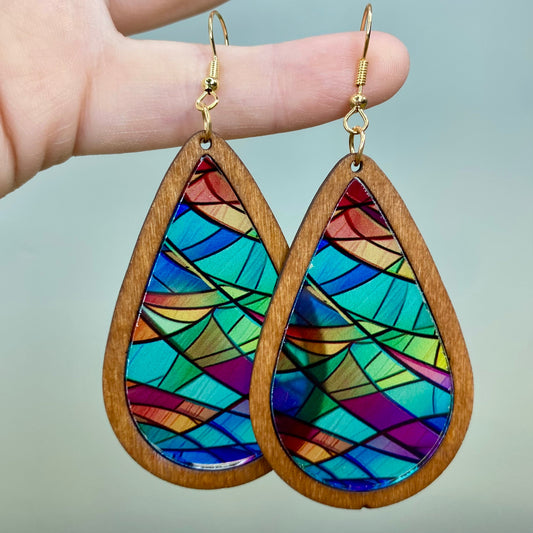 Wooden Teardrop Cutout - Stained Glass Acrylic - #3