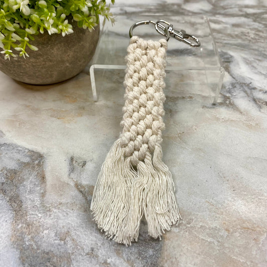 Keychain - Macrame - Braided Ivory