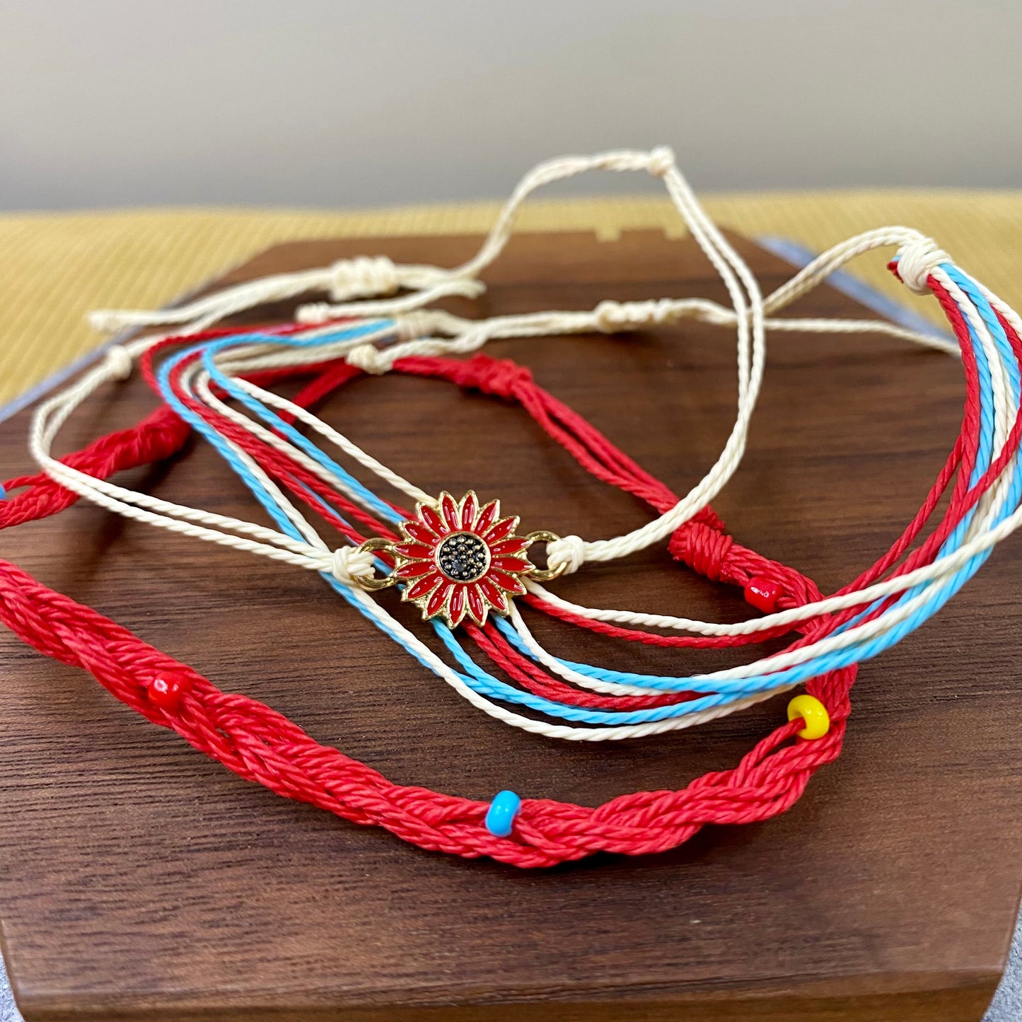 Bracelet Pack - Adjustable String Red Sunflower