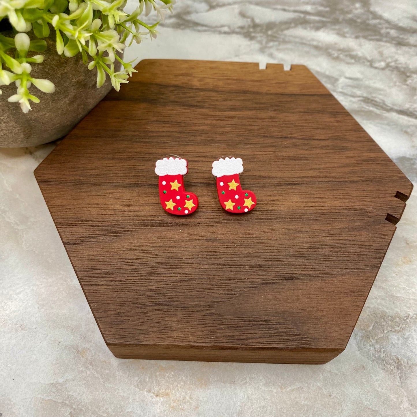 Acrylic Stud Earrings - Christmas - Stocking