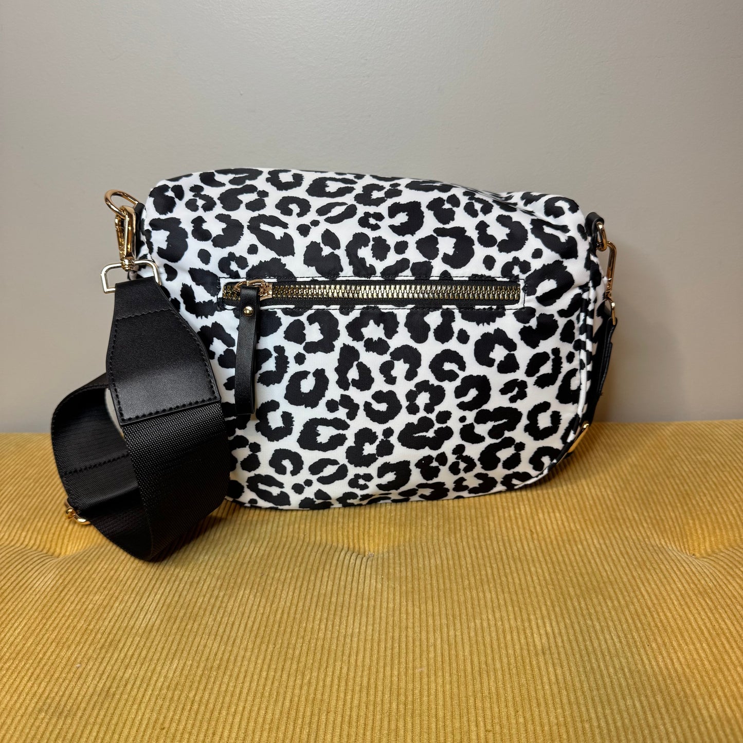 The Roni Nylon Crossbody - Animal Print White with Black