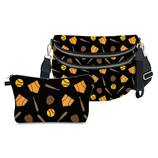 Bundled Set - Roni & Pouch - Softball on Black