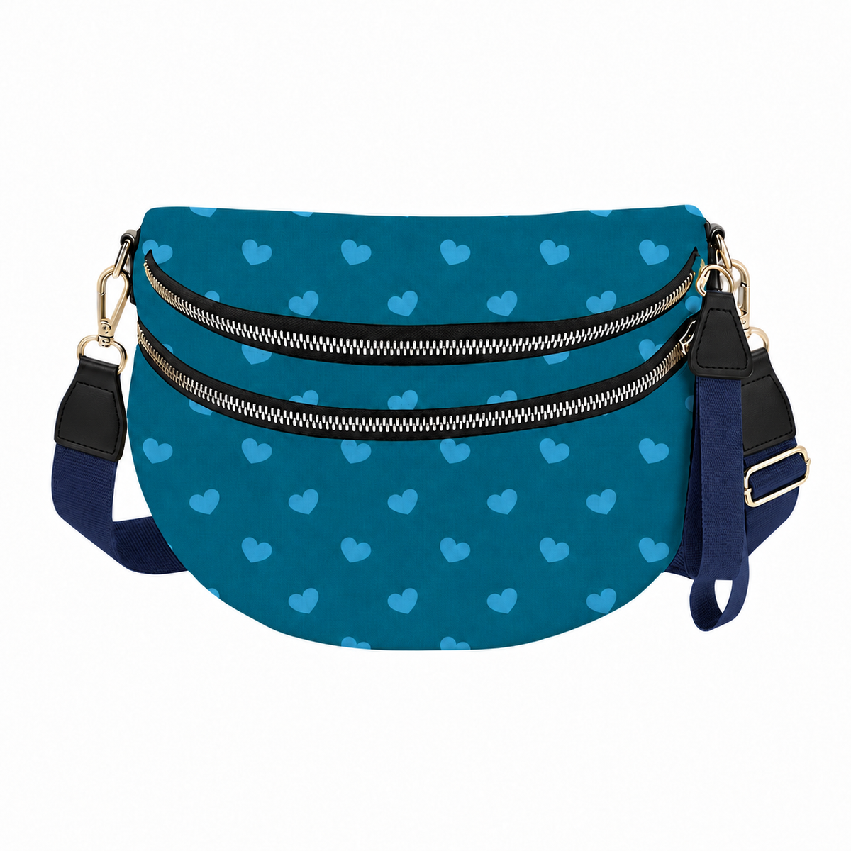 The Roni Nylon Crossbody - Dark Blue Hearts