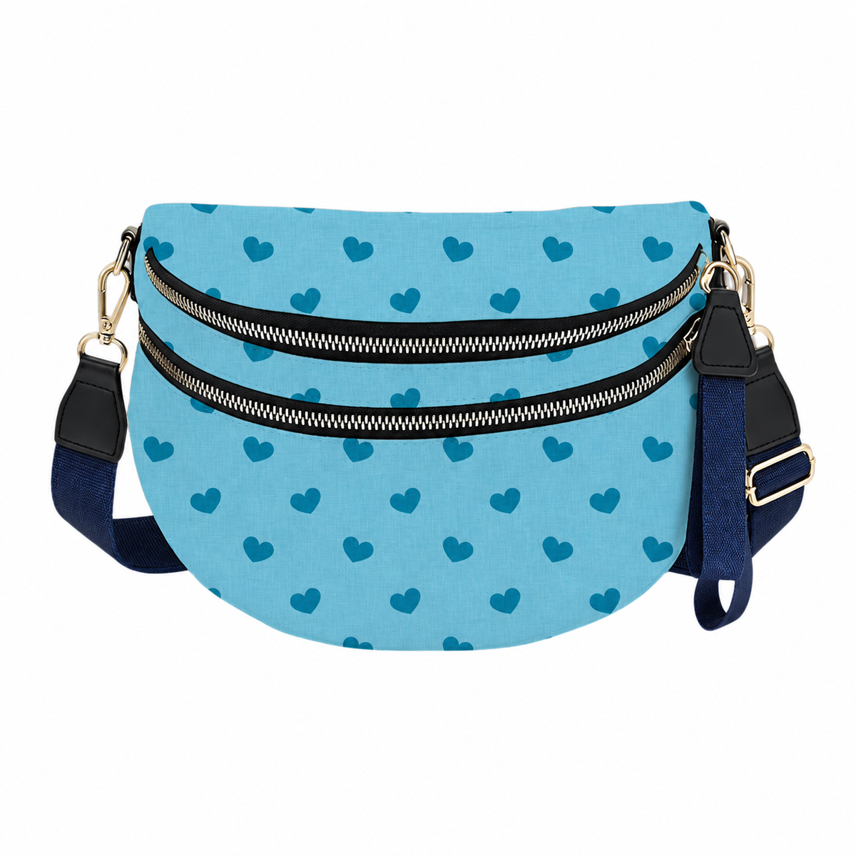 The Roni Nylon Crossbody - Light Blue Hearts